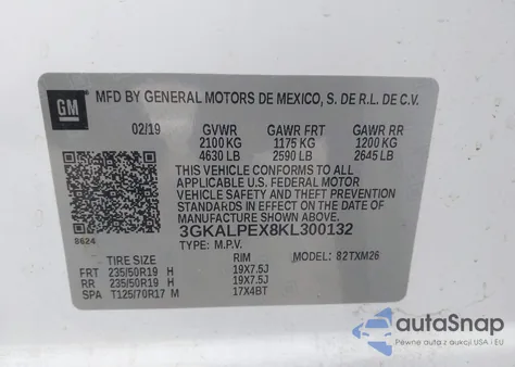 2019 GMC Terrain Slt from USA, damaged, VIN 3GKALPEX8KL300132